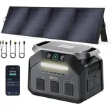 IEE P1800 Tragbare Powerstation mit 200W Solarpanel, 1024Wh LFP Batterie Backup mit 2x1800W AC Ausgäng, Schnellladung von 0-80% in 40 Mins Solar Generator, für Camping, Reise, Hausgebrauch