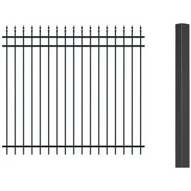 GAH Alberts Zaun-Set 1000 x 180 cm Schwarz/Metall