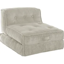 Sessel INOSIGN "Pia", grau (beigegrau), B:106cm H:82cm T:125cm, 100% Polyester, Sessel, Lounge-Sessel, Loungesessel aus Cord, in 2 Größen, Pouf-Funktion.