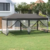 HOMIUSE Partyzelt Faltbar mit Seitenwänden Anthrazit 3x6 m Pavillon Faltpavillon Grillpavillon Verkaufsstand Gartenpavillon Gartenlaube Party Zelt Groß Faltzelt Pavillion Klappbar Pavillon Faltbar