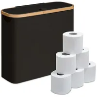 Relaxdays Toilettenpapier Aufbewahrung 12 Rollen, Hellbraun,Schwarz