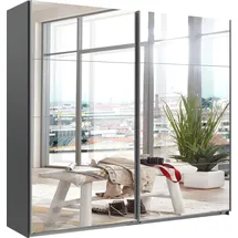 WIMEX Schwebetürenschrank England 225 x 236 x 65 cm Grau/Schwarz