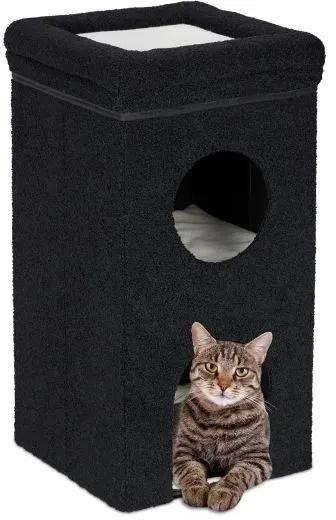 Relaxdays Faltbare Katzenhöhle in Schwarz Beige,Weiß,Schwarz