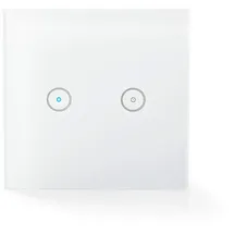Nedis SmartLife Wandschalter - Wi-Fi - Dual - Wandhalterung - 1000 W - Android/IOS - Glas - Weiss