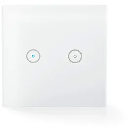 Nedis SmartLife Wandschalter - Wi-Fi - Dual - Wandhalterung - 1000 W - Android/IOS - Glas - Weiss