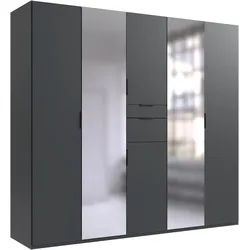 Drehtürenschrank WIMEX "Moldau Kleiderschrank mit Spiegel Schlafzimmerschrank Bestseller", grau (graphit), B:225cm H:208cm T:58cm, Spanplatte, Schränke, Wähle deine Innenausstattung fertig konfiguriert im Schrank