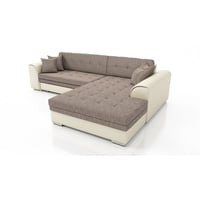 Couchgarnitur SARRA Beige- Braun mit Schlaffunktion Ottomane Rechts