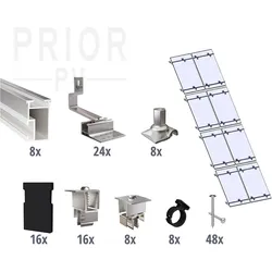 Prior PV Schrägdach-Montageset 4x2 Solarmodule