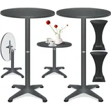 Kesser 2in1 Stehtisch klappbar Bistrotisch Aluminium Edelstahlplatte höhenverstellbar 70cm / 115cm Partytisch Tisch In- & Outdoor Hochzeit Anthrazit / ø 80