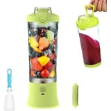 KMVIZI Mixer Smoothie Maker, 600ml Blender Bottle für Smoothies und Shakes, Smoothie Maker To Go mit Wiederaufladbarem USB-C und 6 Klingen, Fresh Juice Mixer Flasche für Reisen, Küche, Büro (Gelb)