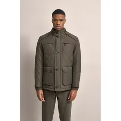 Langjacke BUGATTI, Herren, Gr. 52, grün (oliv), 100% Polyester, kariert, casual, regular fit, Langarm Manschette, Jacken, im Rautenstepp