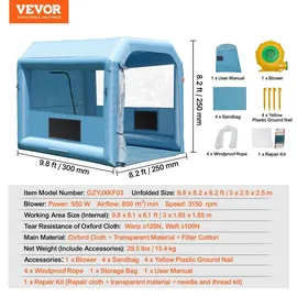 Vevor Aufblasbare Lackierkabine Kunststoff 3,9 x 2,4 x 2,4 m