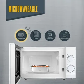 Lacor - 64612 - Rechteckiger Ecoinox-Lebensmittelbehälter, Edelstahl 18/10, 1800 ml, Geeignet für Mikrowelle, Backofen, Gefrierschrank und Geschirrspüler, luftdicht, 4 Clipverschlüsse, BPA-frei