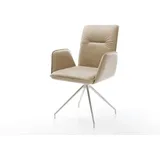 DELIFE Polsterstuhl Vinja-Flex, Kreuzgestell konisch Edelstahl Mikrofaser Beige Vintage beige|weiß