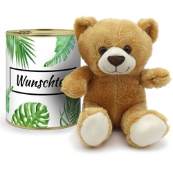 Personalisierte Geschenkdose - Teddybär (Motiv: Palmenblätter)