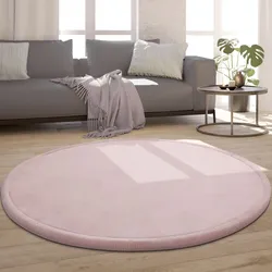 Teppich PACO HOME "Tatami 475", pink, H:24mm Ø:200cm, Polyester, Teppiche, Kurzflor, Uni Farben, mit Memory Foam, waschbar