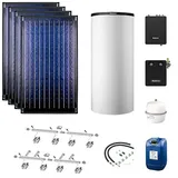 Buderus Solaranlage Logaplus S77 - 4 Kollektoren (9,48m2) SKN4.0-s mit Pufferspeicher PNR750 weiß und Frischwasserstation - 7739610778
