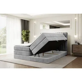 altdecor Boxspringbett mit Matratze, Topper, Polsterbett mit, Bettkasten SERENE KING - 160x200 - Grau Monolith