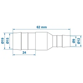 PRO PLUS Reduzier-Schlauchverbinder, gerade 19x12mm 2er-Pack