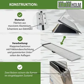 Trutzholm Rollstuhlrampe klappbar 152 cm Traglast 272 kg Alu grau schwarz beschichtet