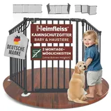 Heimfleiss® Kaminschutzgitter Baby mit Sicherheitsverschluss | Ofenschutzgitter für Kinder & Hunde | Ofengitter Kinderschutz aus Stahl | Universal nutzbar als Kamingitter, Treppengitter & Türgitter