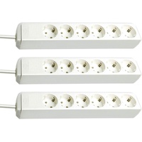 Brennenstuhl Eco-Line 6-Fach Steckdosenleiste (Steckerleiste mit Kindersicherung und 1,5 m Kabel) (1,5m | 3 Stück, weiß)