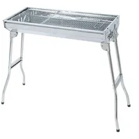 Lexzurn Holzkohlegrill Holzkohlegrill Camping Grill Edelstahl Tragbarer Klappgrill,Standgrill, Für 5-10 Personen, BBQ überall 73.2 x 33x 71 cm, Perfekt für Camping, Gartenpartys und Picknick robust silberfarben
