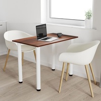 110x65 | Esszimmertisch - Esstisch - Tisch mit WEIßEN  Beinen - Küchentisch - Bürotisch | WALNUSS