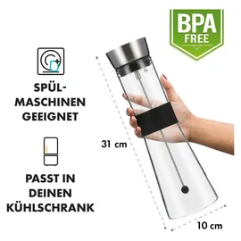Klarstein Glaswerk Sile Karaffe 1 Liter Borosilikatglas Fruchtspieß mit Stopper