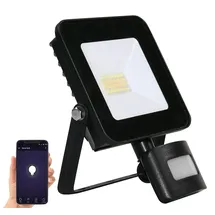 Luminea Home Control WLAN-Fluter, CCT-LEDs, App, Sprachsteuerung, PIR, 1.600 lm, 20 W, IP44