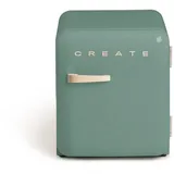 CREATE / RETRO FRIDGE 50 SAND/Kühlschrank in Salbeigrün, Griff Sand / 85W, Minibar, eine Regalfläche, Retro-Design, 50cm, zwei Ablagen, 48L Fassungsvermögen, energiesparend, 50x44x49,8cm