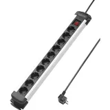 Sygonix Steckdosenleiste 10-fach 1,40 m Schwarz/Silber 1 St.
