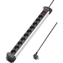 Sygonix Steckdosenleiste 10-fach 1,40 m Schwarz/Silber 1 St.