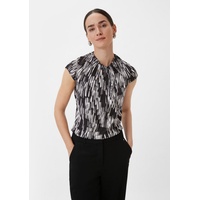 Comma, Bluse mit All-over-Print - Schwarz,Weiß