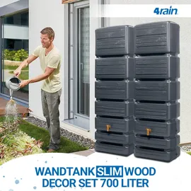 4rain Slim Wandtank Set 700 l graphitgrau