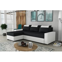 Fun Möbel Ecksofa Sofa HEDVIG Kunstleder/Stoff Weiß- Schwarz Ottomane Links,