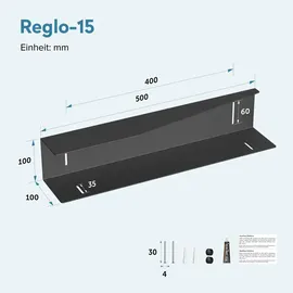 doporro Duschablage ohne Bohren 50 cm, Duschregal Schwarz zum Kleben oder Bohren, rostfreier Badezimmer Organizer , Küche, Reglo-15