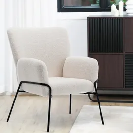 Svita FREIA Loungesessel modern mit Armlehne Cocktailsessel Polsterstuhl Weiß