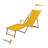 Erst-Holz Liegestuhl gelb Strandliege Tisch Sonnenliege Relaxliege Deckchair Buche hell Fußteil 10-302NFT