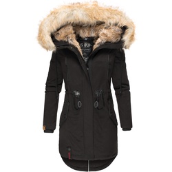 NAVAHOO Damen stylischer Wintermantel Winterparka mit Kunstfell-Kapuze Bombii