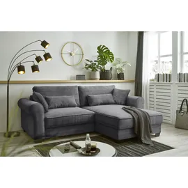 ed exciting design Ecksofa beidseitig montierbar, Angelina klein & grau - Maße cm, B: 255 H: 92 T: 185.0