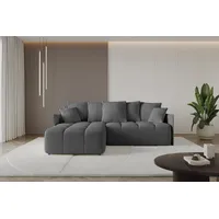 Altdecor Ecksofa mit Schlaffunktion und Bettkasten LONLI-L 251x189x68 Grau