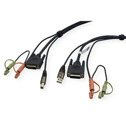 ATEN 2L-7D02UD KVM Kabel DVI-D (Dual Link), USB, Audio, schwarz, 1,8 m