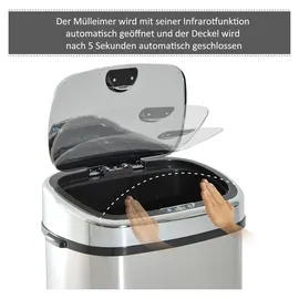 Homcom Automatik Mülleimer 68 l Silber