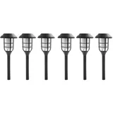 ETC Shop 6er Set LED Solarleuchten, Erdspieß, schwarz, H 43 cm,