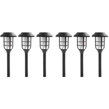 ETC Shop 6er Set LED Solarleuchten, Erdspieß, schwarz, H 43 cm,