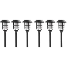 ETC Shop 6er Set LED Solarleuchten, Erdspieß, schwarz, H 43 cm,