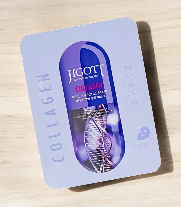 Jigott Collagen Real Ampoule Mask – pflegende Gesichtsmaske 27 ml