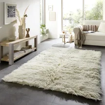 THEKO Bettumrandung THEKO "Flokos 2" Gr. 14, beige (natur), H:64mm, Obermaterial: 100% Wolle, Bettumrandungen, Läufer-Set, Hochflor, Uni-Farben, reine Wolle, handgewebt