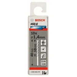 Metallbohrer HSS-G, DIN 338, 1,4 x 18 x 40 mm, 10er-Pack